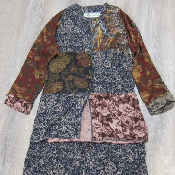 Vintage 90's Nothing Matches Anytime Anywhere Outfit Shirt & Pants Set sz 1 S-M - Picture 2 of 7